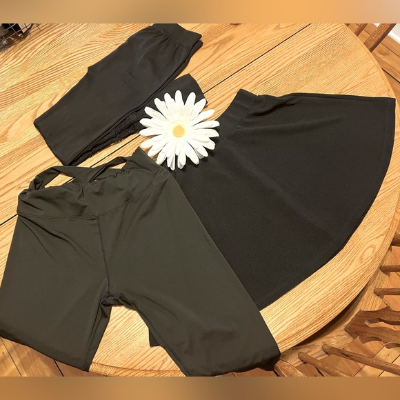 SHEIN / Moral Fiber Pants - ‼️SOLD‼️ Stretch Skirt + 2 Leggings - Lot (3) Lace/Crossed Back Detail - Large